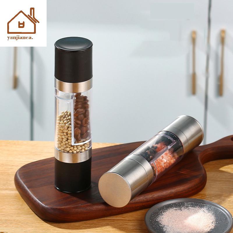 YANCA เกลือและพริกไทยเครื่องบด 2 In 1 คู่มือสแตนเลสเกลือ Pepper Mills ปรับเซรามิคบดเครื่องเทศ Mill เครื่องมือห้องครัว TH