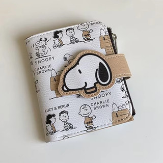 Snoopy Bolsa Anime Dos Desenhos Animados Carteira De Moedas Curta Alto Valor Bonito Zíper Estudante ID Titular Multi Slo