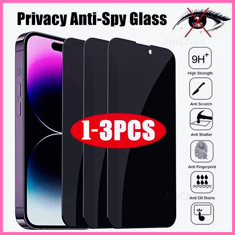 1-3 ชิ้น Anti-spy กระจกนิรภัยคลุมทั้งหมดสําหรับ iPhone 7–16 series, Pro/Max/Plus/SE, ตัวป้องกันหน้าจ