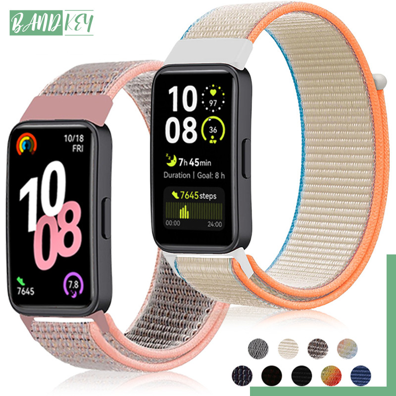 ไนลอนกีฬาและอุปกรณ์เสริมสายรัดยืดหยุ่น for สมาร์ทว็อช Huawei Band 10 9 8 วงไนลอนหายอาศ for Huawei Band 10 9 8 NFC