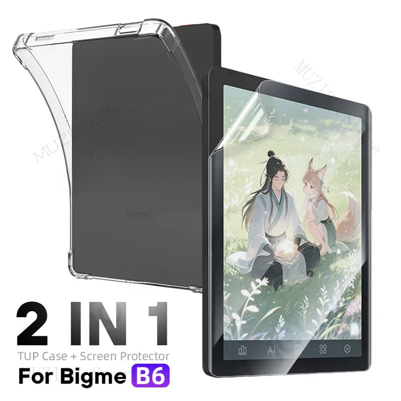 2 in 1 ป้องกันหน้าจอ + กรณี TPU สําหรับ Bigme B6 สี 6 นิ้ว eReader Soft Film & Clear ป้องกันสําหรับ 