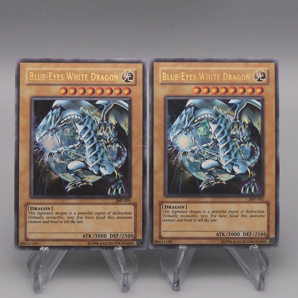 Yu-Gi-Oh 2cards Blue Eyes White Dragon JMP-001 Ultra Rare EX-VG Japanese t531