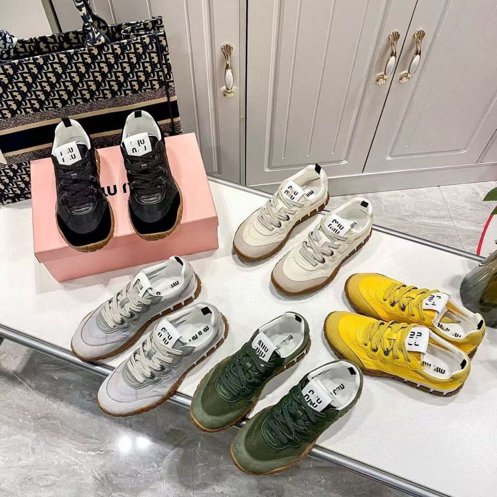 2025 Lace-Up Tyre Sports Shoes Casual Shoes miu Home German Training Shoes Four Seasons Genuine Leat