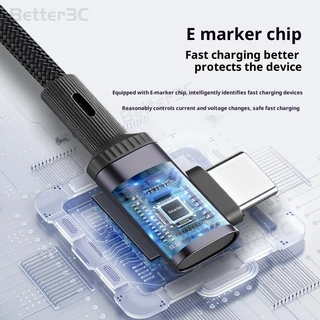 3D ข้อศอกสเตอริโอ USB to Type C สายชาร์จเร็ว 66W/100W สายชาร์จโทรศัพท์มือถือ 25 ซม./50 ซม.High-Density ทอสั้นสําหรับ Power Bank