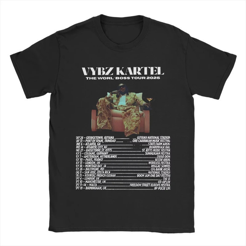 ขายร้อน เสื้อยืดแฟชั่นใหม่ Vybz Kartel แร็ปเปอร์ สำหรับผู้ชายและผู้หญิง เสื้อยืดผ้าฝ้าย ขนาดใหญ่