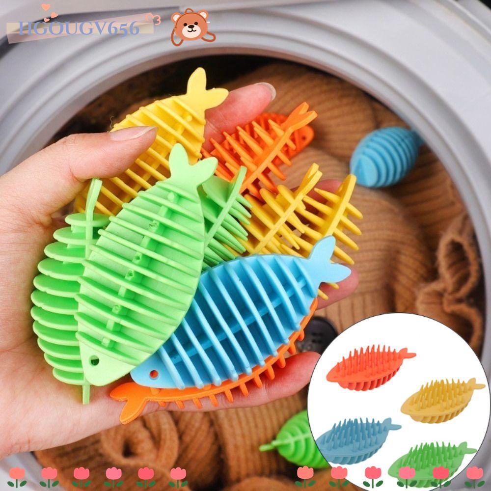 HGOUGVT 1/5 ชิ้นลูกซักผ้า, กาวนุ่ม Anti-Winding Softener Ball, การปนเปื้อนเม็ดซักผ้ารูปปลาแบบใช้ซ้ําได้