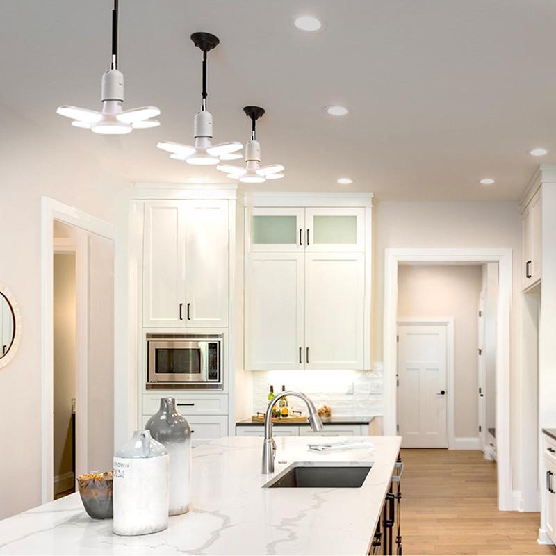 OZTH 1PC E27 หลอดไฟ LED ในร่มหลอดไฟพัดลม Leaf Super Bright ตกแต่งบ้านห้องนั่งเล่นจัดแต่งทรงผมโคมไฟเพ