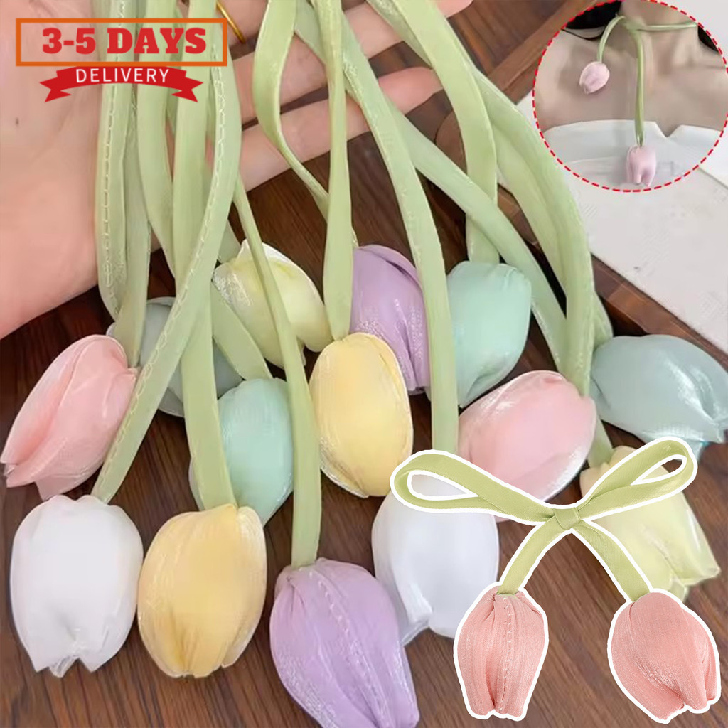 [จัดส่ง 3-5 วัน] กิ๊บติดผมลายทิวลิป สไตล์เกาหลี ทำเอง สำหรับแต่งผมอย่างสดใสรับทุกวัน