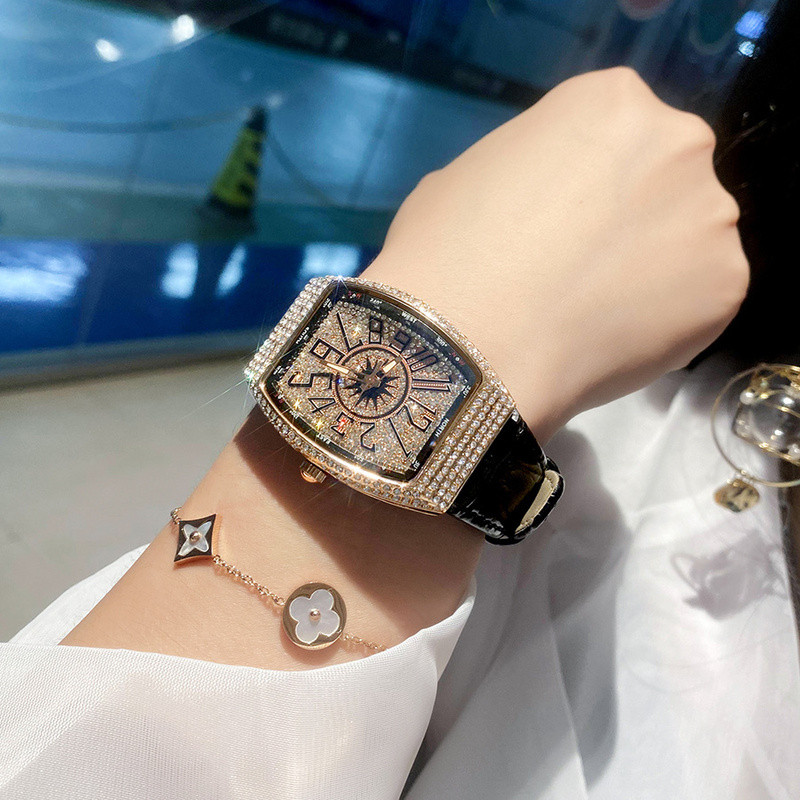 FM Frank Watch Mens Barrel Muller Gypsophila Full Diamond นาฬิกาคู่ นาฬิกาผู้หญิง Miller o