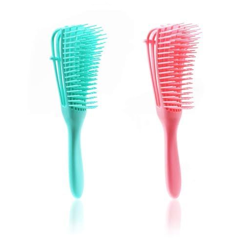 แปรงแยกส่วน,แปรงผมอาบน้ํา 2 ชิ้น Detangler สําหรับผมหยิก, Textured 3a ถึง 4c Kinky สําหรับหยัก Coily