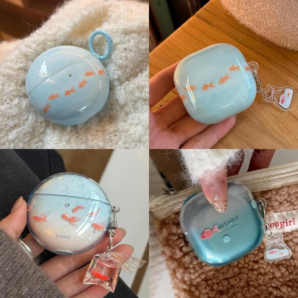 เคสปลาทองเข้ากันได้กับ Samsung Galaxy Buds 3/3FE/Core/Buds 2/pro/FE/Live เคสหูฟังสําหรับ Huawei Free