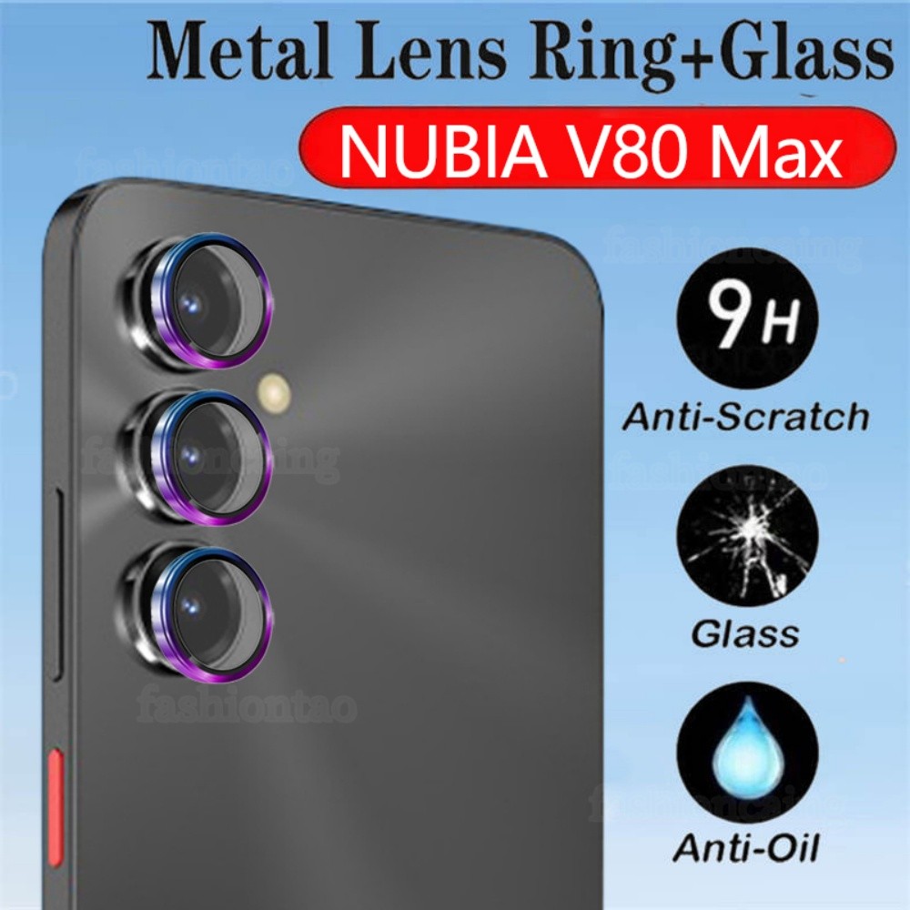 เลนส์กล้องโลหะสําหรับ ZTE ใบมีด Nubia V 80 V80 Max Design Pro NubiaV80 Max NubiaV80Design/V80Pro 9H HD อลูมิเนียมโลหะกล้องเลนส์ป้องกันฟิล์ม