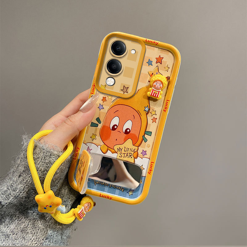 เคส For Vivo Y04 / Y29S / Y04S / Y19e tpu JMZJ หรูหรากระจกขาตั้ง Lanyard เคสโทรศัพท์ A2v - รูปที่ 2