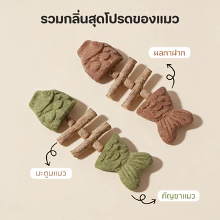 Pet Store:3in1 แคทนิปก้างปลา ไม้มาทาทาบิ หญ้าแมว ขับก้อนขน ขัดฟัน ทำความสะอาดฟัน ของเล่นแมว