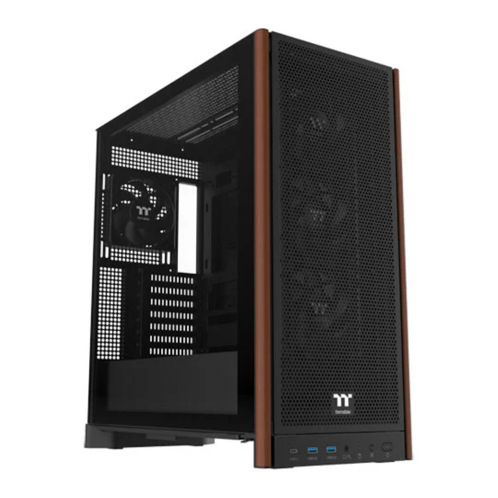 Case Thermaltake S370 WS Black With 4x CT120 Fans Mesh Panel & Wood ATX Mid-Tower