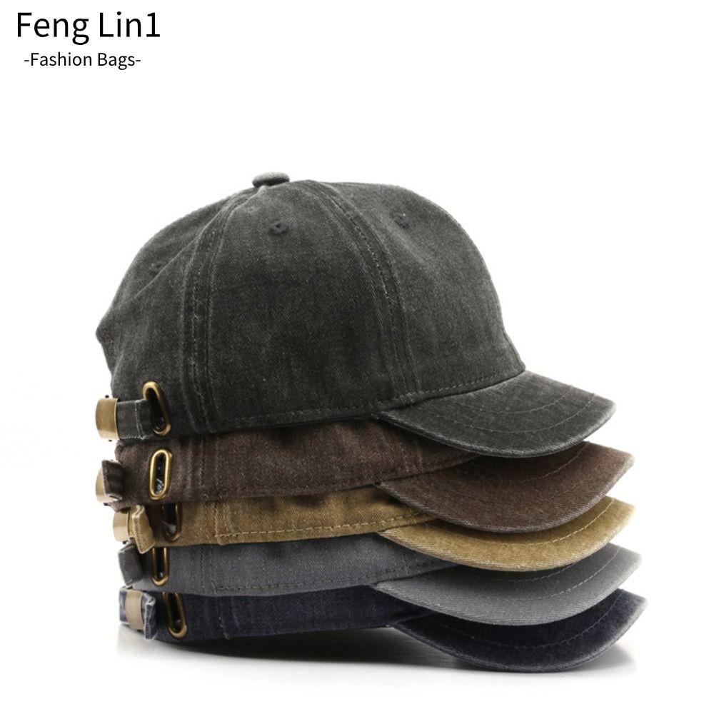 Fengling หมวกเบสบอล, หมวก Peaked ผ้าฝ้ายล้างแบบปรับได้, หมวกกันแดดปีกสั้นสีทึบฤดูร้อน