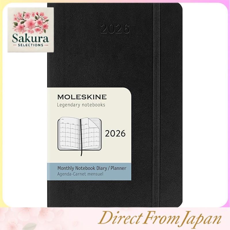 Moleskine Planner 2026 January Start 12-Month Monthly Diary Pocket Size (9cm x 14cm) Softcover Black