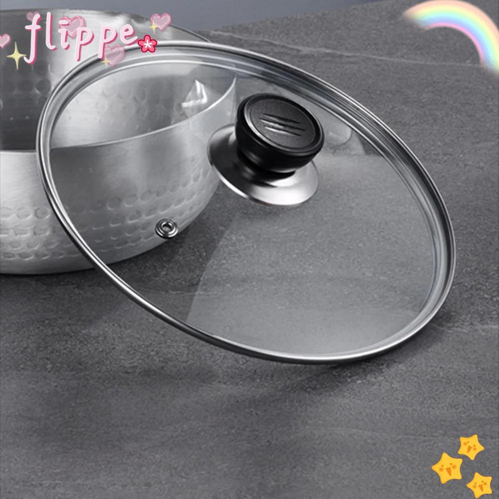 ฝาครอบหม้อ FLIPPE, ฝาครอบกระทะทรงกลมสากล, กระจกนิรภัยป้องกันการลวกที่ทนทาน ฝาปิดหม้อสแตนเลส อุปกรณ์ครัว