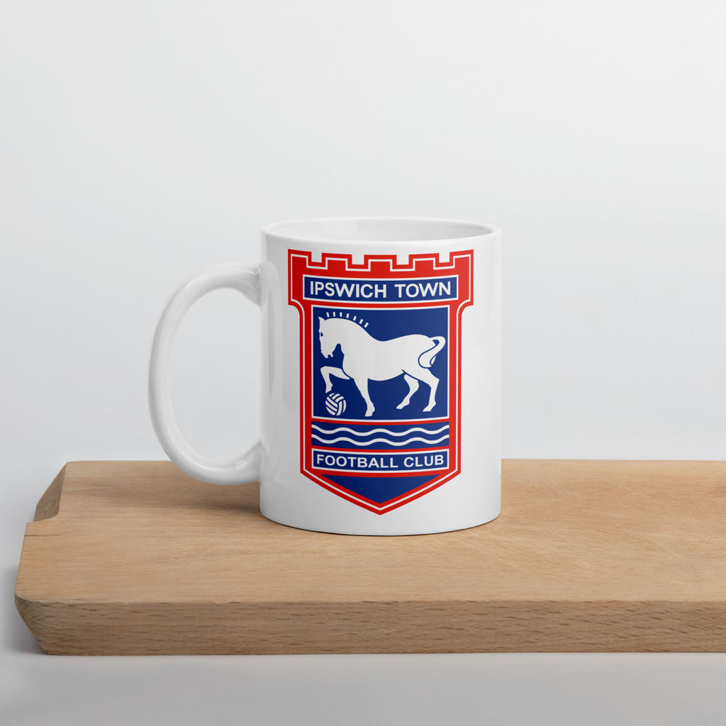 คูลเลอร์คิง Ipswich Town แก้วกาแฟ 11 ออนซ์ สีขาว – เหมาะสำหรับชา กาแฟ และของขวัญ ของที่ระลึก