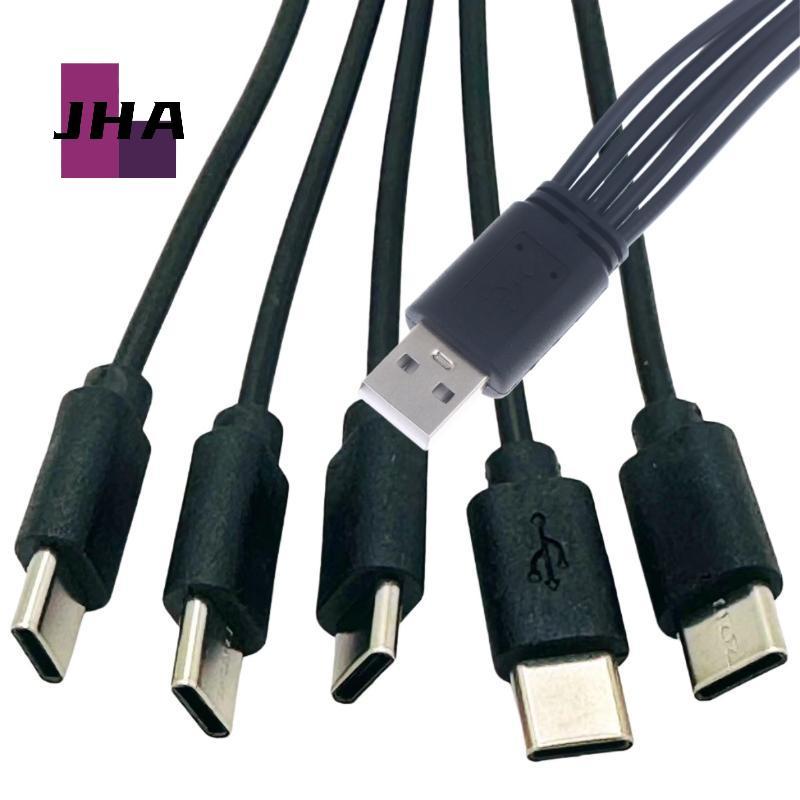 [JHA] 1/2 ชิ้น 20 ซม.สายอะแดปเตอร์แยก USB เป็น Type-c 2/3/4/5 พอร์ต USB C สายแยก USB ถึง Type C สายชาร์จหลายตัวใหม่