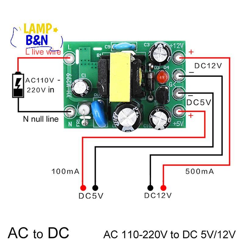 [B&N] Mini AC-DC Converter AC110V 220V to DC 12V 0.2A+5V โมดูลบอร์ด [ใหม่]