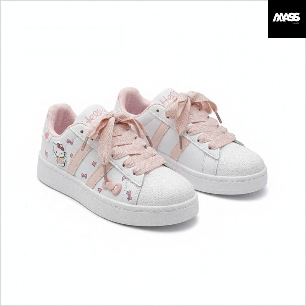 MASS Sneaker รองเท้าลำลองแฟชั่นลายแมว รองเท้าผ้าใบผู้หญิง สไตล์เกาหลี รองเท้าผ้าใบพื้นหนา สวมใส่สบาย size36-40 [LNBY269]