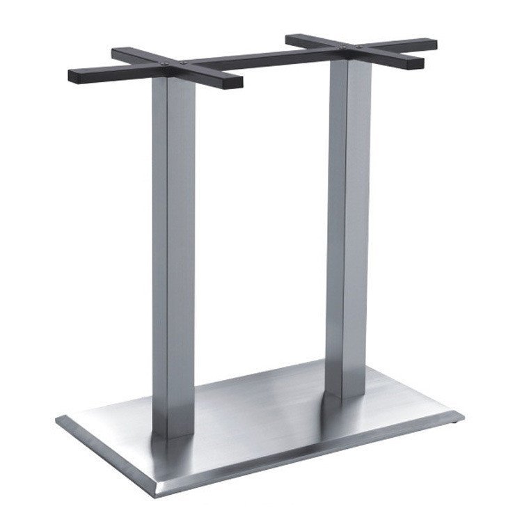 เท้าสแตนเลสที่ทันสมัย 201 โต๊ะร้านอาหารตะวันตกขาที่เรียบง่าย sp-stl059 ตารางฟุตคอลัมน์คู่สี่เหลี่ยม 