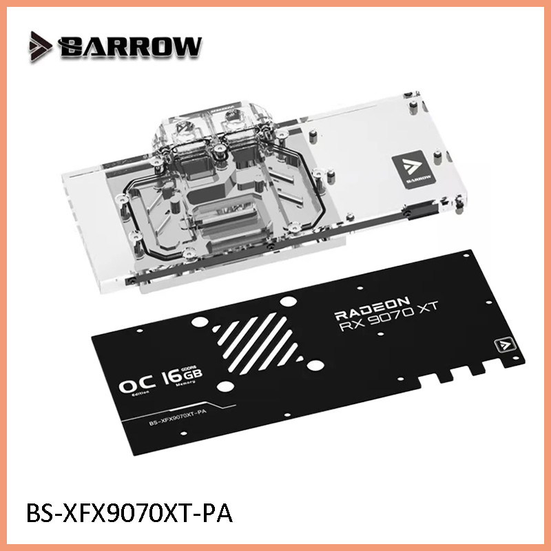 Barrow GPU Water Block ใช้สําหรับ XFX RX 9070 XT Mercury OC Magnetic Air Video Card/แผ่นทองแดงหนา BS