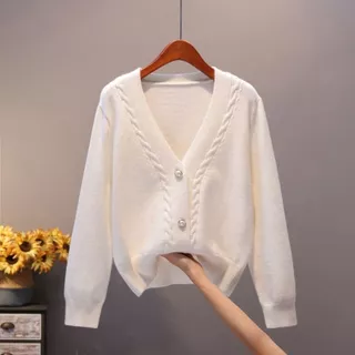 เสื้อคาร์ดิแกนถักสไตล์หวาน ทรงหลวม สไตล์ฤดูใบไม้ร่วงและฤดูหนาว
