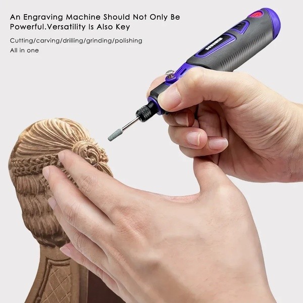 เครื่องเจียรไฟฟ้า ปรับสปีดได้ 3 ระดับ 900mAh 17000RPM Mini + สายอ่อน พร้อมอุปกรณ์เสริม ขัด เจาะ แกะสลัก - รูปที่ 2