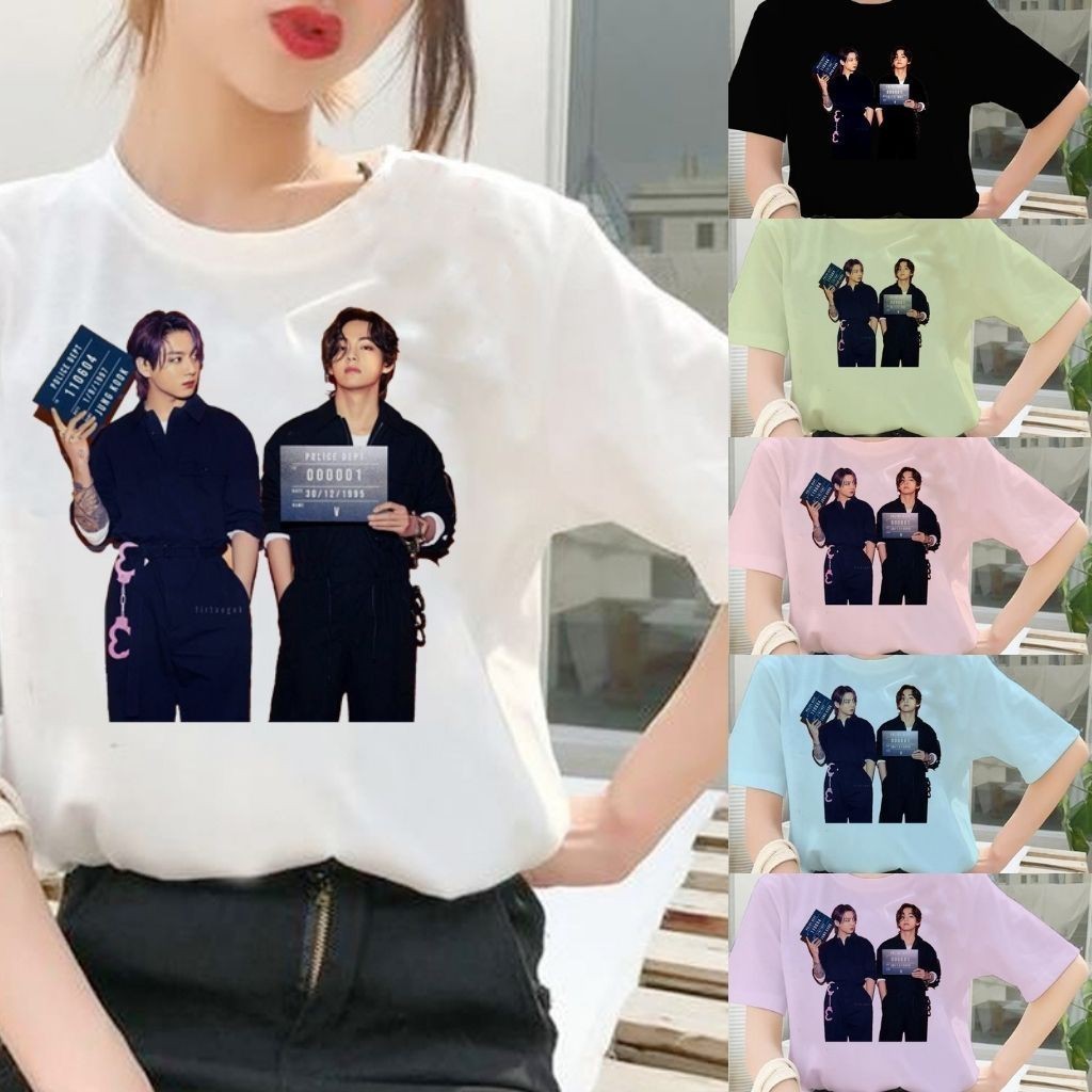 BTS TAEHYUNG JUNGKOOK เสื้อยืด แฟน unisex KPOP TAKOOK VKOOK COTTON TEE