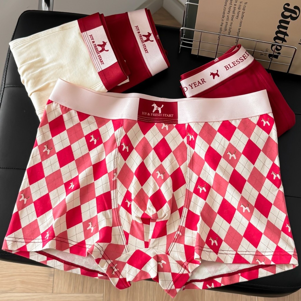 7001好ต้านเชื้อแบคทีเรียต้านเชื้อแบคทีเรียวันปฏิวัติ本红裤Aฉัน棉男士内裤适棉底裆底裆10A运7001โชคดีมาเพื่อสวรรค์เลือก