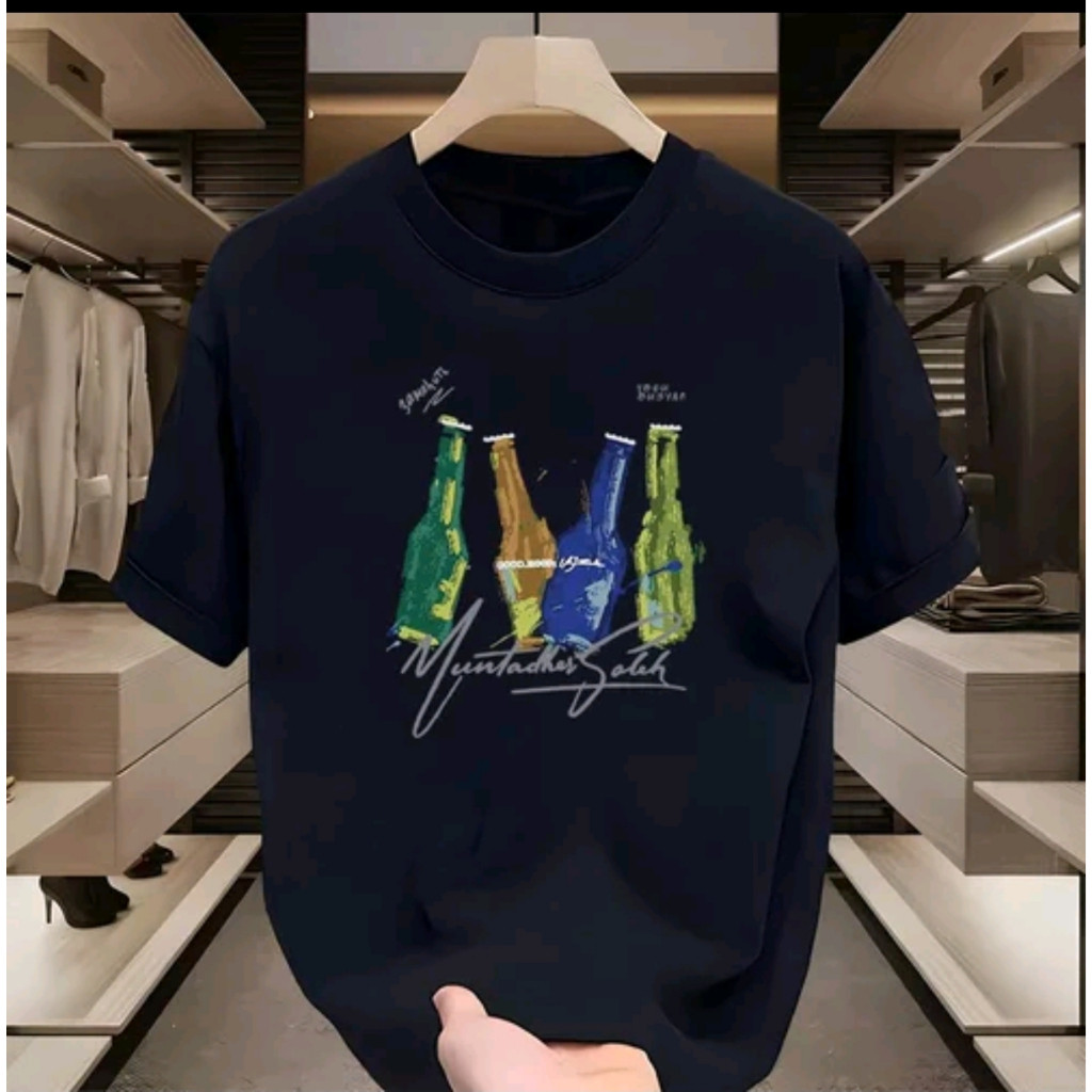 KATUN เสื้อยืดลําลองสีน้ําเงินเข้ม - สกรีนลาย Cotton Oblong น่ารัก Text & Emoji