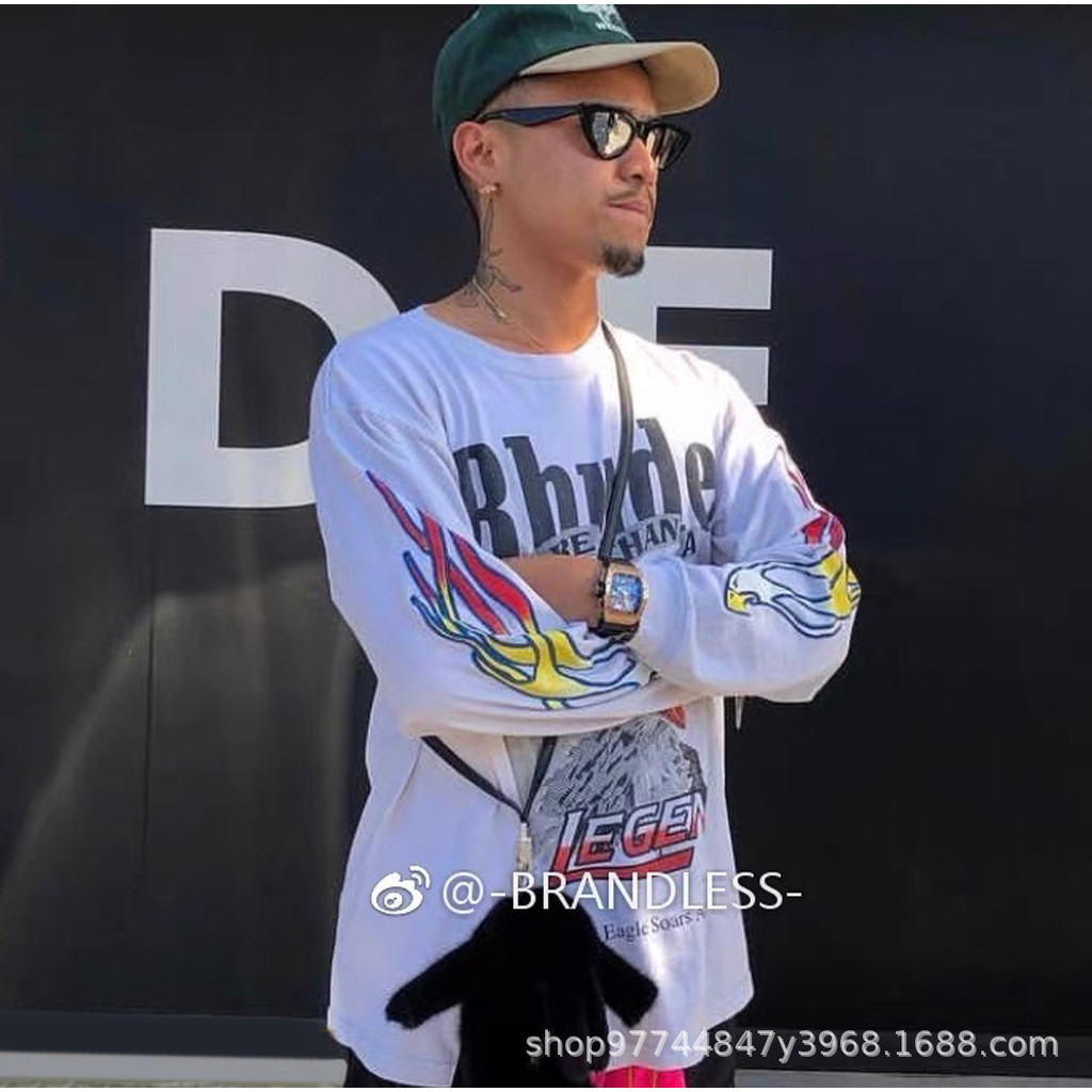 IKRC Rhude Maxfield LA Los Angeles limited edition eagle print OS Loose-fitting long-sleeve clothing