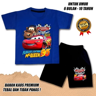 【จัดส่งไทย】ชุดเซ็ต 2ชิ้น BOB SHORT SLEEVE SET สําหรับ BOYS และ GIRLS, CHILDRENS เสื้อยืด MC QUEEN CAR MOTIF, PREMIUM COT