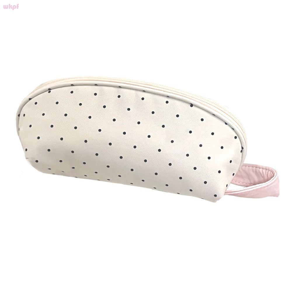 WKPFR893 ดินสอ , Polka Dot กระเป๋าปากกาความจุขนาดใหญ่, กระเป๋าเก็บเครื่องเขียนรูปเปลือกหอยอเนกประสงค์แบบพกพาอุปกรณ์การเรียน