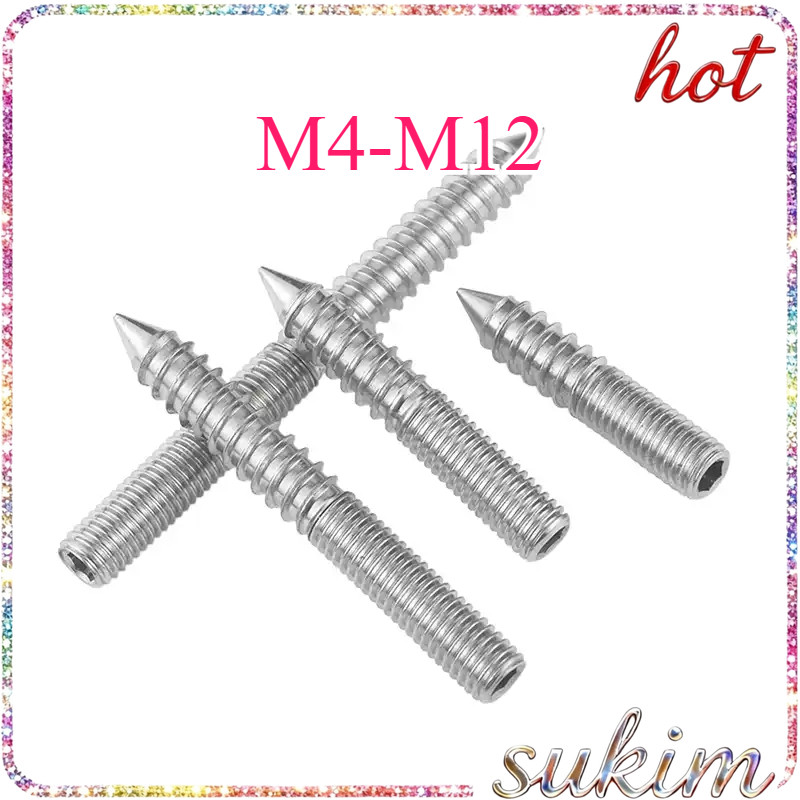 แฮงเกอร์โบลท์ งานไม้ ต่อเฟอร์นิเจอร์ กันสนิม บนเกลียวมิล ล่างเกลียวไม้ / Hanger Bolt สแตนเลส304 M4/M5/M6/M8/M10/M12 (SUKIM-1）
