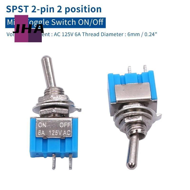 [JHA] 10 ชิ้น DPDT Mini Toggle Switch 2pin 2 ตําแหน่งเปิด/ปิดสวิตช์สลับขนาดเล็ก 6A 125V สวิตช์สลับ, 