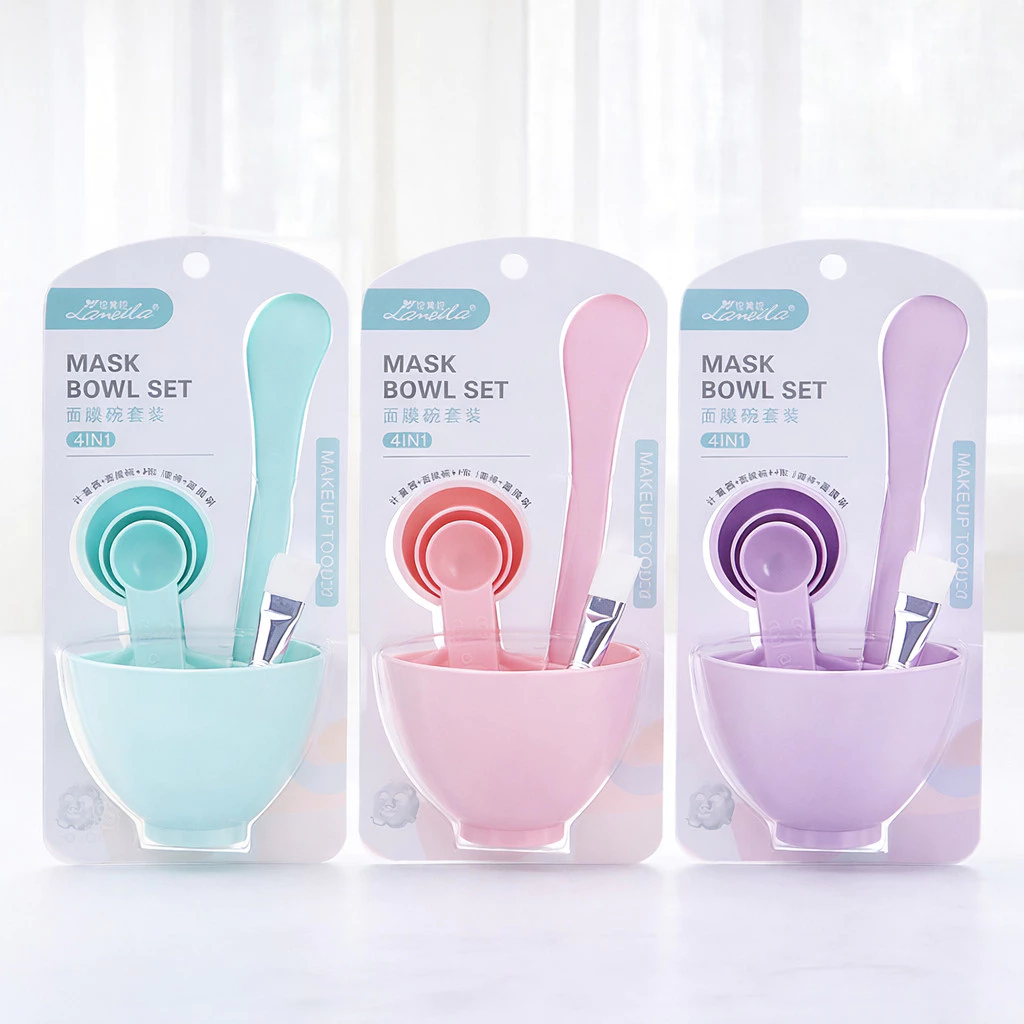 SET BOWL เซ็ตถ้วยมาส์กหน้า 6 ชิ้น พร้อมแปรงและไม้พาย เหมาะสำหรับผสมมาส์กและสกินแคร์ ขนาดเล็ก พกพาง่าย