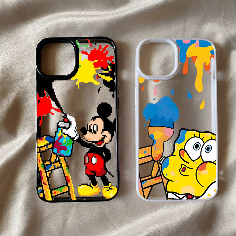 เคสอะคริลิคใสแข็งลายการ์ตูนน่ารักหยดสี สำหรับ iPhone 11 12 13 14 15 16 Pro Max iPhone 13 iPhone 15 Pro Max ดีไซน์สวยงาม
