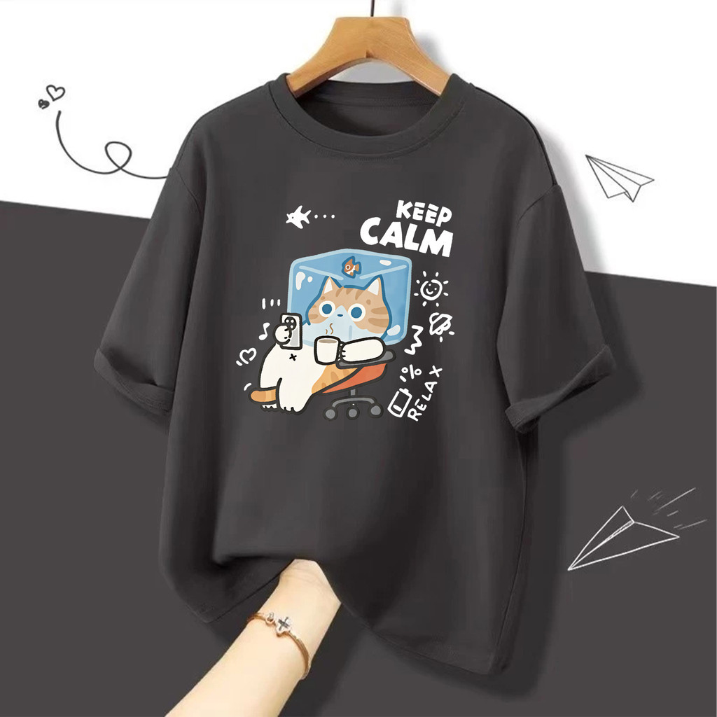 Basiเสื้อแฟชั่น เสื้อยืด oversize ผ้าฝ้าย100% แนวสตรีท รูปที่ 7