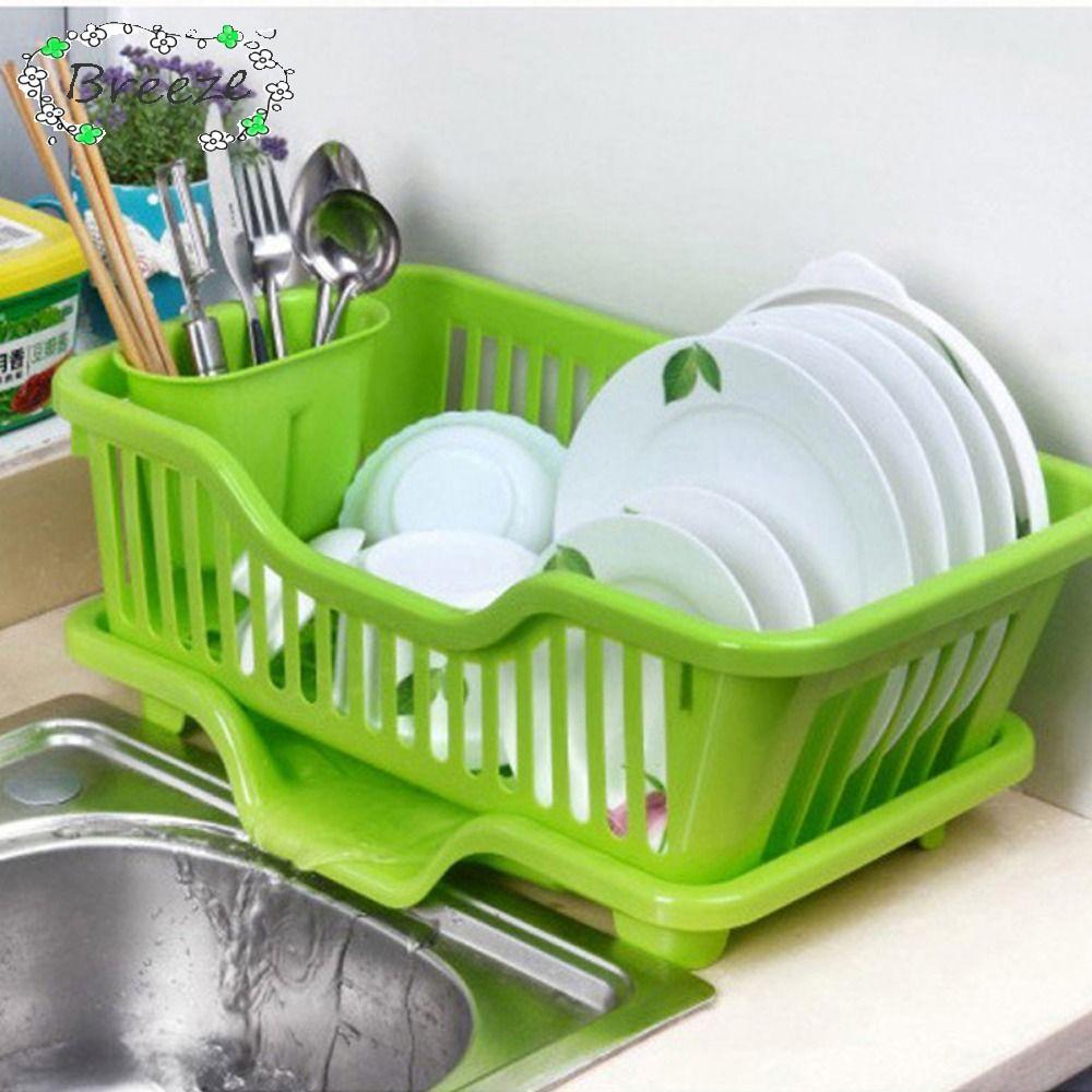 BREEZE Utensils Drainer Rack แผ่นตะเกียบช้อน Organizer เคาน์เตอร์ชั้นเก็บอาหารเย็น