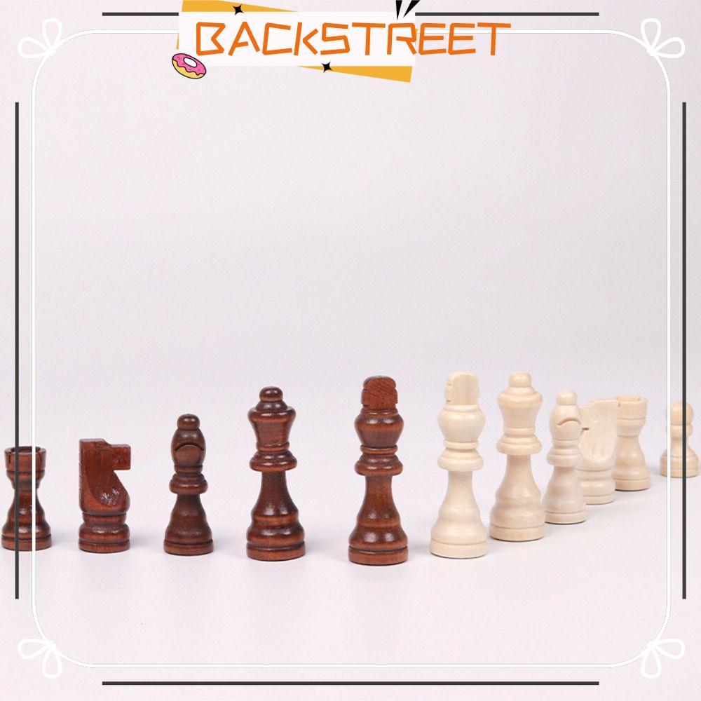 BACKSTAGEEET Wooden Chess, Wood 32 Piessmen, Chess Pieces Only No Board King Height Chess