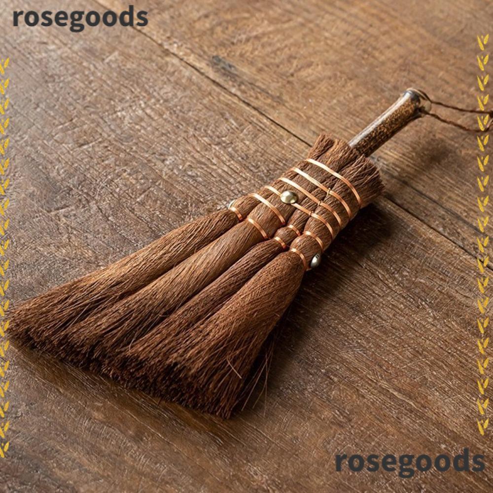 ROSEGOODS Asian Whisk Broom, แปรงทําความสะอาดชาขนาดเล็กไร้น้ํามัน, แปรงขัดฝ่ามือแบบมือถือธรรมชาติ In
