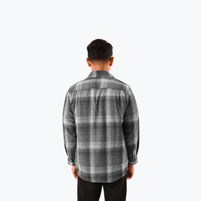 KEMEJA Broodis Mens Casual Fit Grey Olten Long Sleeve Flannel Shirt with Distro Pockets - Grey Olten