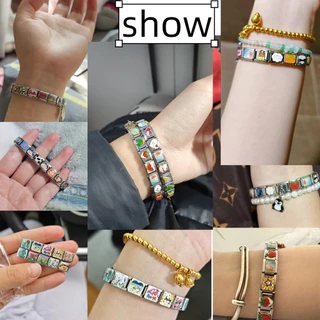 ฐานเงินลิงค์แพทช์สไตล์อิตาเลียนสำหรับสร้อยข้อมือ 9 มม., อุปกรณ์เสริม DIY แบบคลาสสิก พร้อมลายผีเสื้อกับดอกไม้