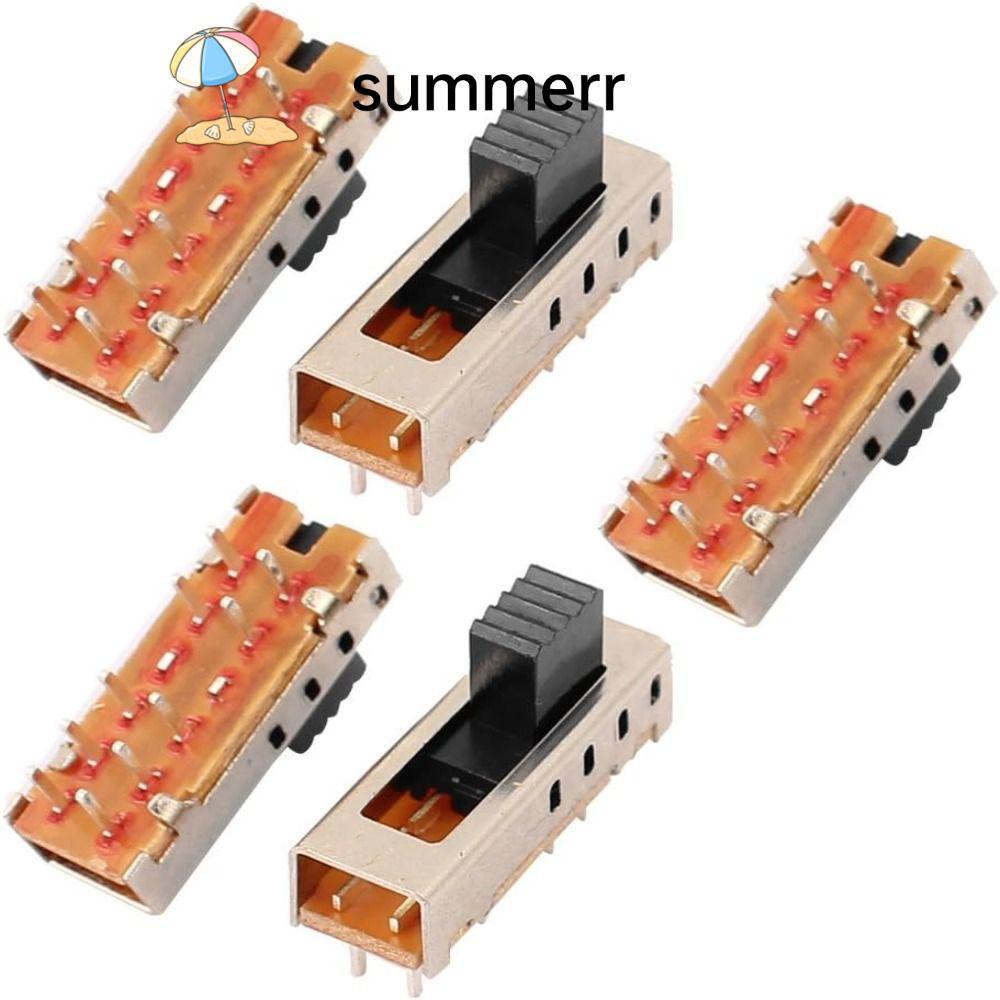 SUMMERR 5pcs Toggle Switch, SS-24E01 10P 2P4T Micro Slide Switch, Miniature 5 มม.สลับแนวตั้ง 4 ตําแห