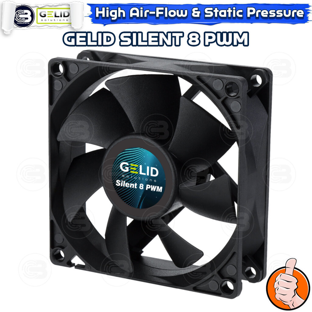 [CoolBlasterThai] GELID Silent 8 PWM Black PC Fan Case size 80 mm. ประกัน 3 ปี (FN-PX08-21)