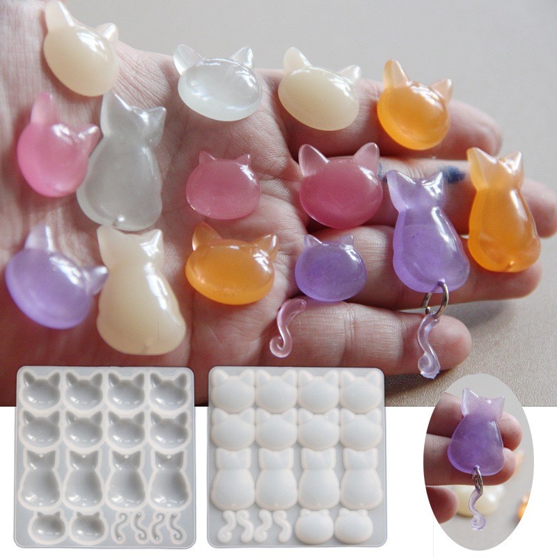 🇹🇭พร้อมส่ง | แม่พิมพ์จี้น้องแมว แม่พิมพ์รูปแมว น่ารัก 🐱 Resin Charm Mold สำหรับทำพวงกุญแจ/ต่างหู DIY