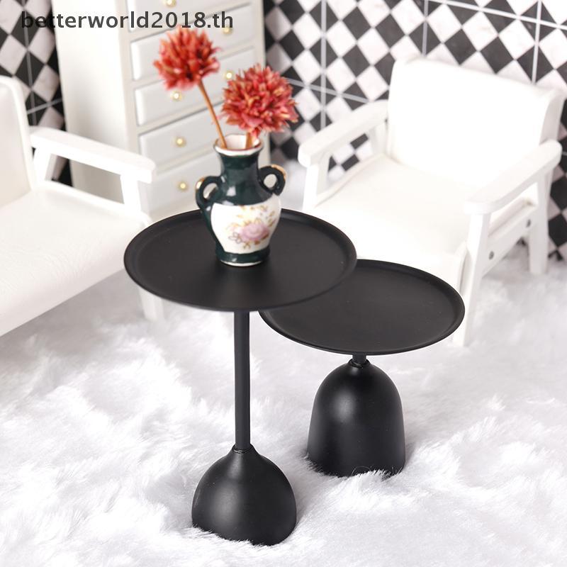 [bet] 1:12 Dollhouse Miniature โต๊ะเหล็กรอบโต๊ะน้ําชาจําลองโต๊ะกาแฟรุ่นห้องครัวห้องนั่งเล่นเฟอร์นิเจ